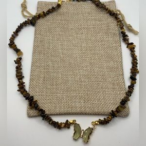 Tigers Eye Butterfly Necklace Genuine Tigers Eye Necklace Crystal Chip Necklace